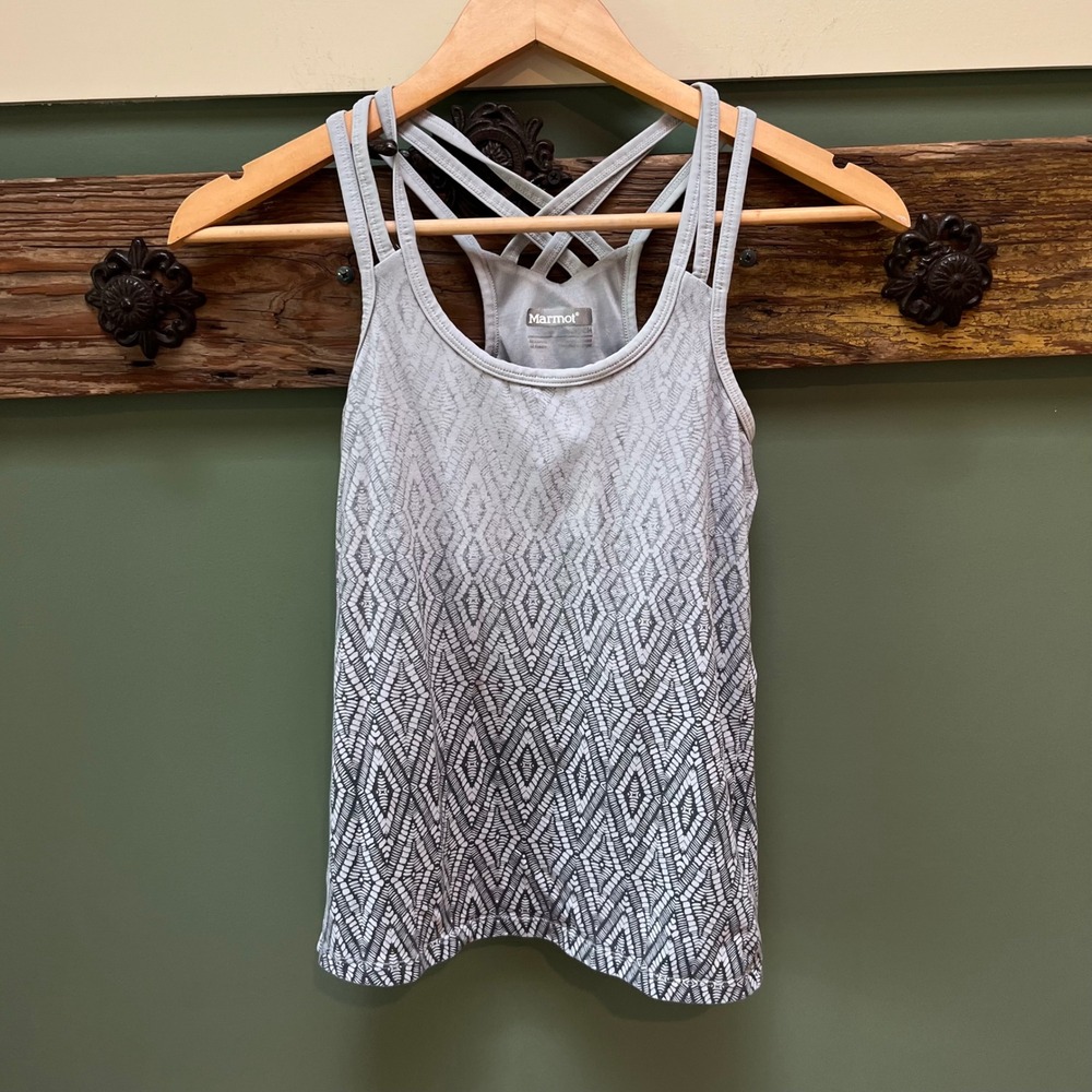 Marmot Womens Grey Geometric Ombre Strappy Racerback Active Tank Top Size S
